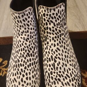 Clarks Black and White Patterned Ankle Boots